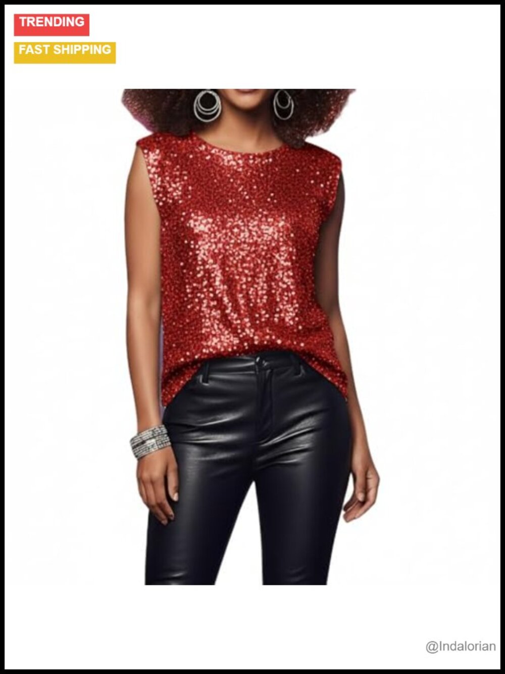 Sparkly Sequin Tank Top Sleeveless Party Top Women's